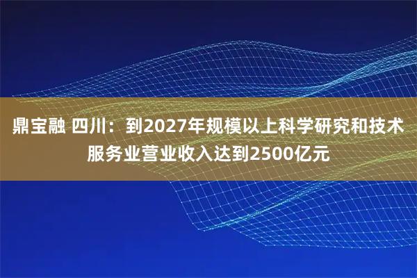 鼎宝融 四川：到2027年规模以上科学研究和技术服务业营业收入达到2500亿元
