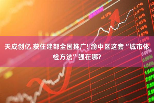 天成创亿 获住建部全国推广! 渝中区这套“城市体检方法”强在哪?